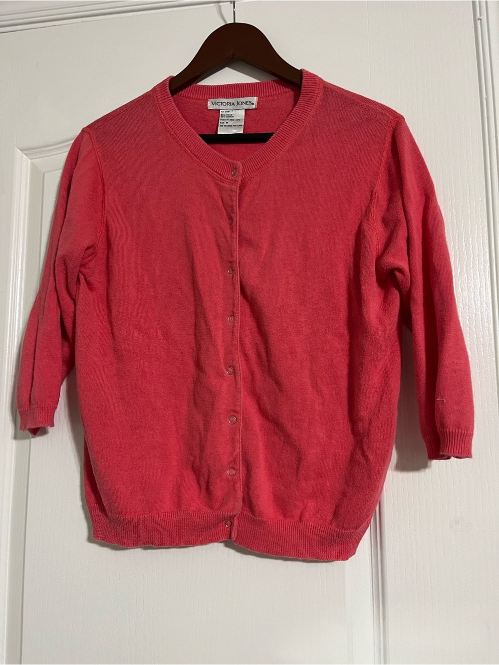 Victoria Jones Woman Coral-Pink Button Cardigan